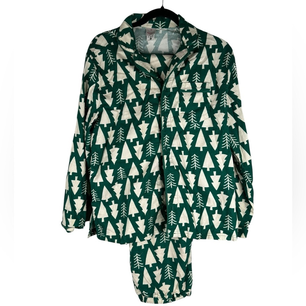 Hanna Andersson Women's Green Cream Tree's Winter Fall 2 pc. Pajama Set Size XS